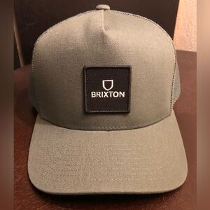 Brixton Olive Green Black Patch Cap SnapBack Trucker Hat EUC